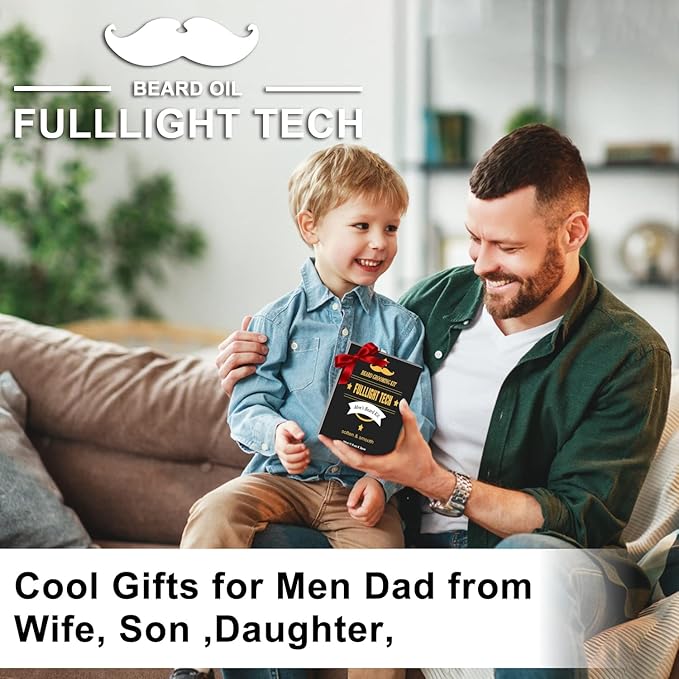 FULLLIGHT TECH 2 Pack Beard Oil for Men Growth 100% Natural Argan Oil,Jojoba Oil Leave in Conditioner Softener for Mustache Grooming Moisturizing