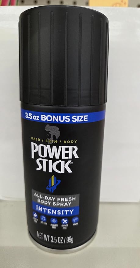 Power Stick Intensity All-Day Fresh Body Spray for Men, 3.5 oz Bonus Size