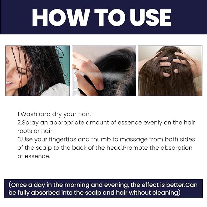 Hair Growth Spray, Natural Hair Regrowth Spray, Herbs Ginseng Hairs Tonic, Hydrating Helper for Shine & Strength, Lightweight Leave-In Oil for All Hairs Types (3 Pcs Set)