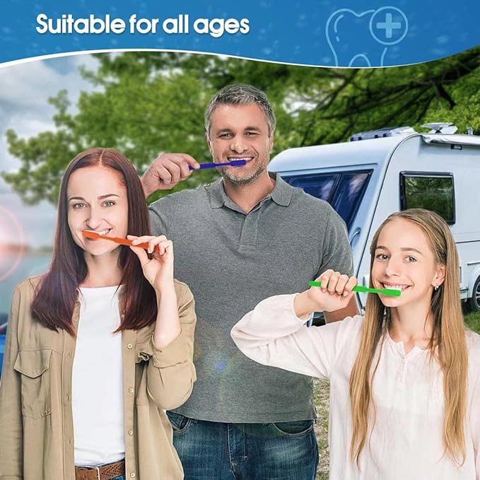 B Rush Prepasted Disposable Toothbrush -No Need Water, Toothpaste Integrated, Soft Medium Bristles Travel/Airbnb, 4 Colors Adult Bulk Pack,Mint Flavor (72 Pcs), Individually Wrapped for Travelling,