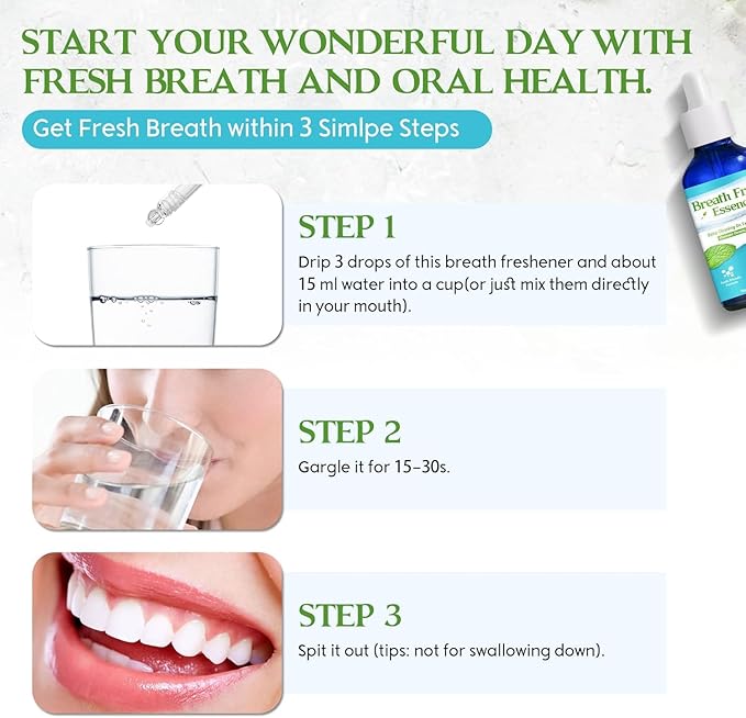 Bad Breath Treatment for Adults,Natural Breath Freshening Drops for Bad Breath, Fast-Acting, Long-Lasting, Boosts Confidence for Socializing, Alcohol-Free,AAA