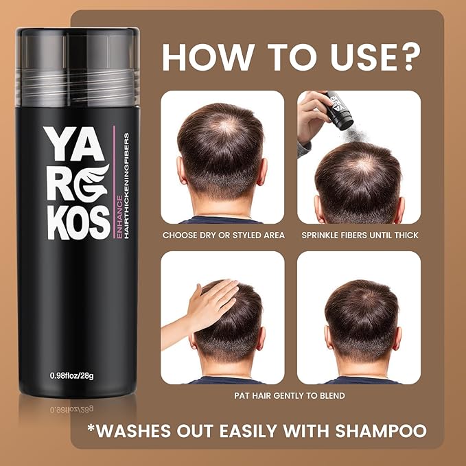 Hair Fibers for Thinning Hair or Fill In Fine, Hair Building Fibers (28g) for Women & Men, Hair Powder for Instantly Thicker, Fuller Looking - DARK BROWN