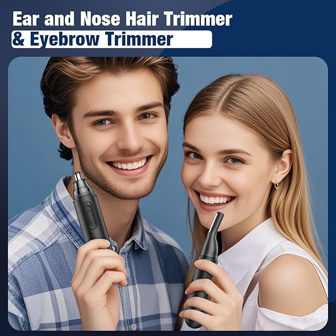 Nose Hair Trimmer for Men Rechargeable: 2024 Painless Rechargeable Nose Hair Trimmer IPX7 Waterproof, Dual Edge Blades Eyebrow & Facial Trimmer for Men for Easy Cleansing, Black