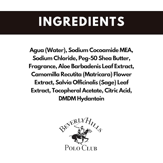 Beverly Hills Polo Club Men's Hair & Body Wash | Refreshing & Cleansing with Luxury Designer Scents | Long-Lasting Fragrance for Him (Blue)