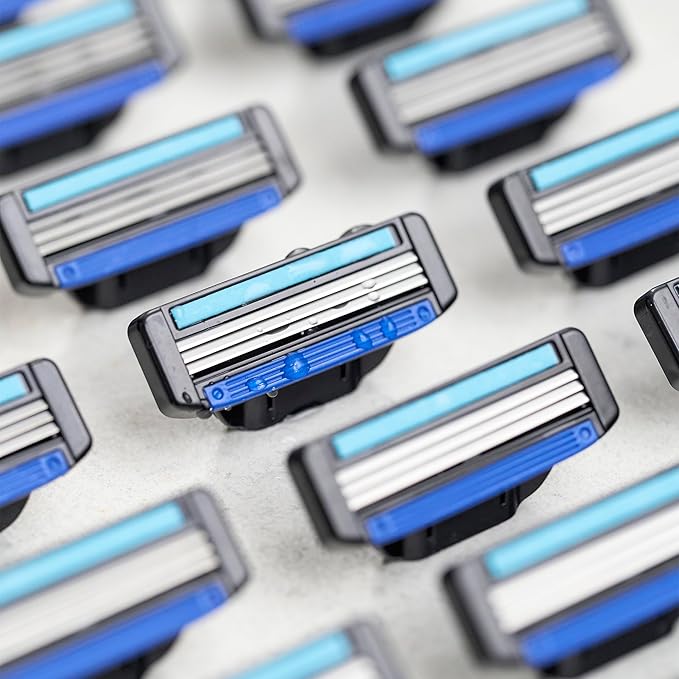 Razor 3 for Men - Replaceable Cartridges for Manual Shaving Razor - 3-Blade Technology Refills - Fits Gillette Mach3 - Soft Shave Sharp Blades - Cost-effective Refill (20 refills)