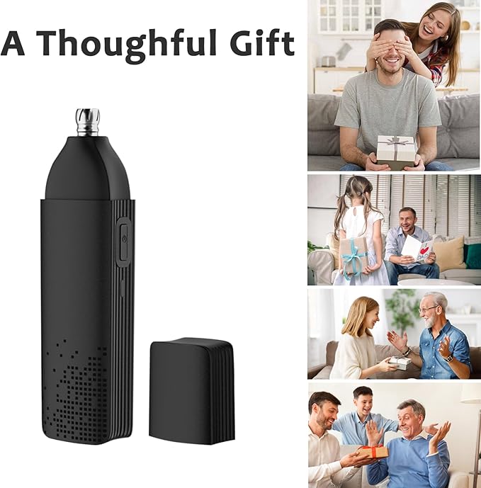 Nose and Ear Hair Trimmer for Men - Nose Hair Remover Razor for Ears Face - Painless Ear Remover Rechargeable Nasal Shaver Clipper Dual-Edge Blades for Women No Pull Trimming with Travel Lock