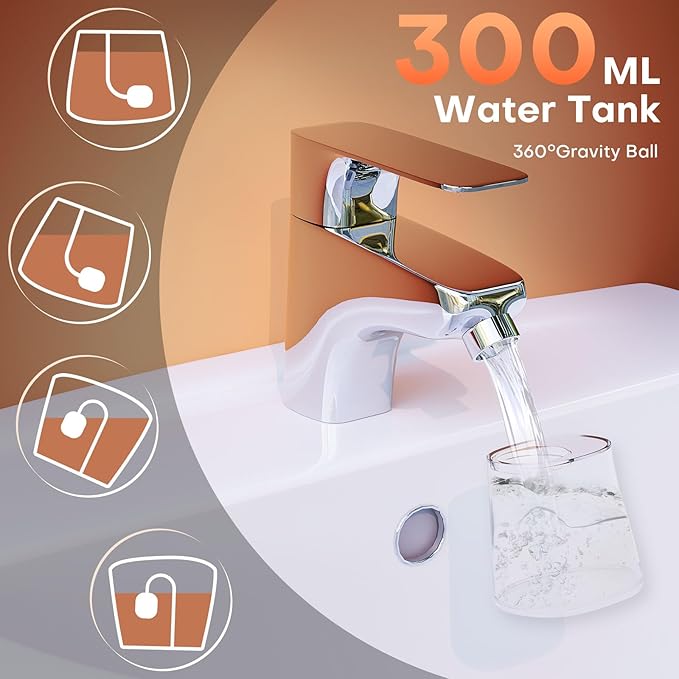 Water Flosser, Water Dental Flosser Pick for Teeth, 300ML IPX7 Waterproof Oral Irrigator, 3 Modes 4 Replaceable Jet Tips, Professional Flossing Cleaning Picks for Home Travel Gums, Braces Care