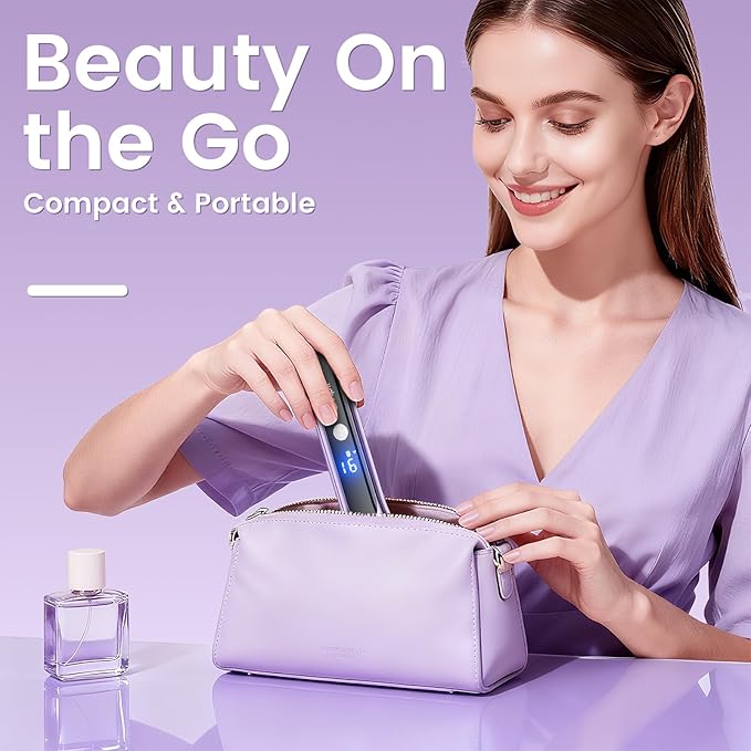 Bikini Trimmer for Women, 2-in-1 Electric Razor with Dual Heads, Ceramic Blade, Waterproof & Rechargeable, Painless Pubic Hair Shaver for Bikini, Underarm, Legs, Face | Gift for Her - Lightpurple