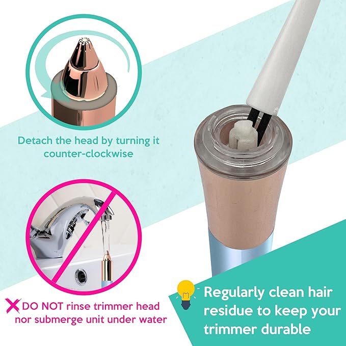 2 in 1 Flawless Eyebrow and Facial Hair Remover for Women Painless Electric Razor Epilator Trimmer Shaver with 18K Gold-Plated, USB Rechargeable, 360° LED for Eyebrow and Face Hair Removal