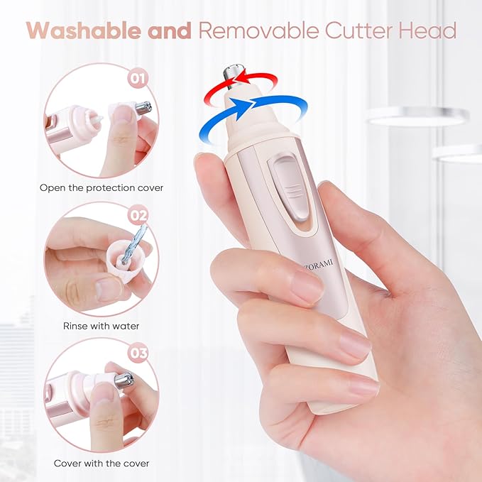 ZORAMI Replacement Nose Hair Trimmer Head, Stainless Steel Blades, Designed Battery-Operated Trimmer, Rose Pink