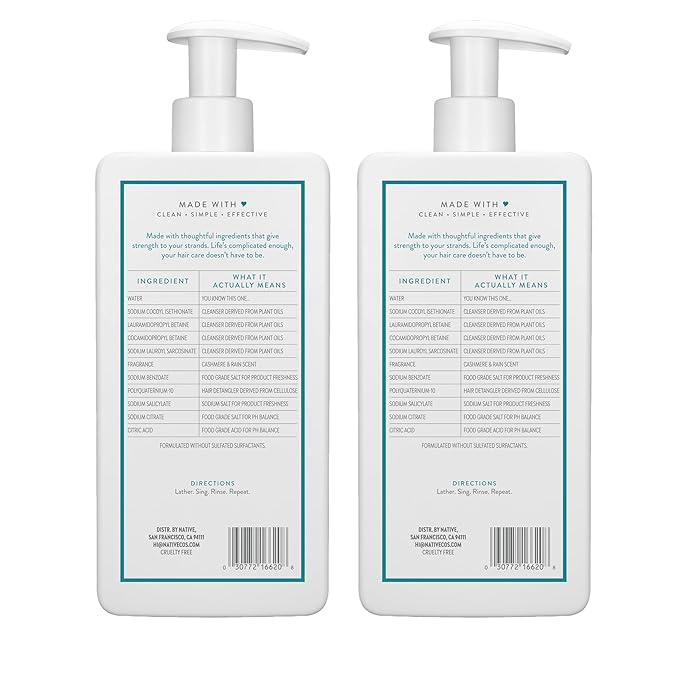 Native Cashmere & Rain 2N1 Shampoo & Conditioner Set 16.5 fl oz