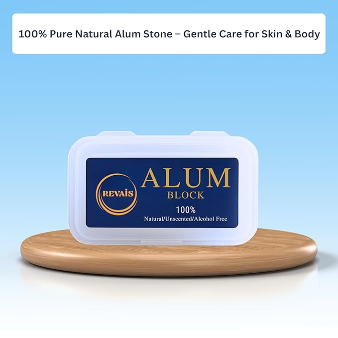 Natural Alum Block 100g – 100% Pure Fitkari Stone Deodorant & Aftershave for Men, Soothes Razor Burn & Shaving Cuts, Astringent, Non-Staining, Unscented, Alcohol-Free, Gentle on Skin