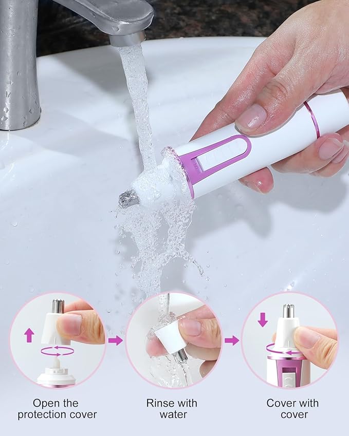 AREYZIN Nose Hair Trimmer for Women Rechargeable Eyebrow & Facial Hair Trimmer, Professional Painless Nose Trimmer with IPX7 Waterproof