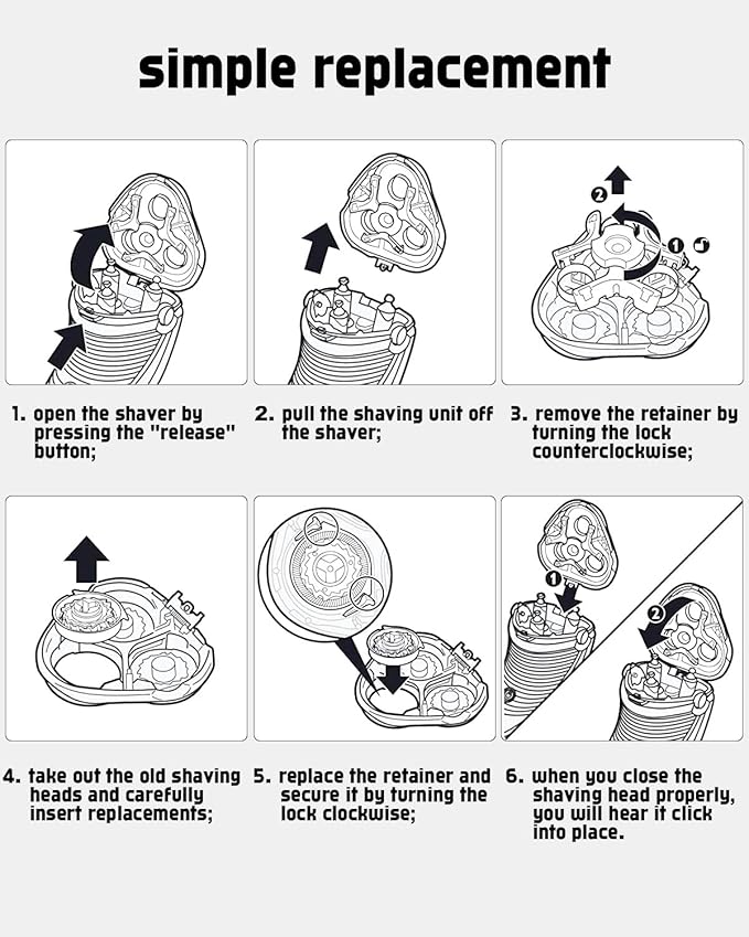 SH30 Replacement Heads Compatible with Norelco Replacement Heads Philips Norelco Shaver 2400 Replacement Blades, 3 - Pack Series 3000 Replacement Blades for 2400 X3001/90 3900 S3341/92, Gifts for Men