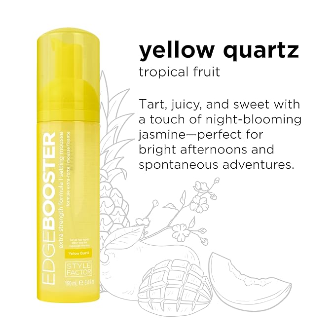 Style Factor EDGE BOOSTER Extra Strength Setting Mousse โ Frizz Control, Extra Volume, and Conditioning โ 6.4oz Yellow Quartz Mousse for Curly Hair