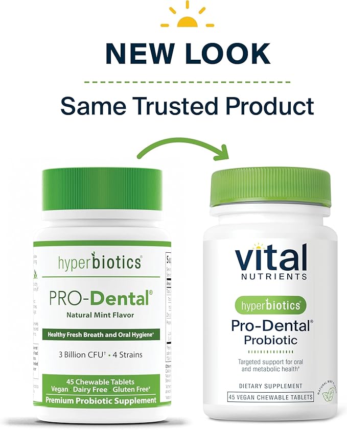 Hyperbiotics Vital Nutrients Pro Dental Probiotic | Clinically Studied BLIS K12 and M18 | Oral Probiotics for Bad Breath treatment for adults | Oral Health for teeth and gums | 45 Mint Tablets