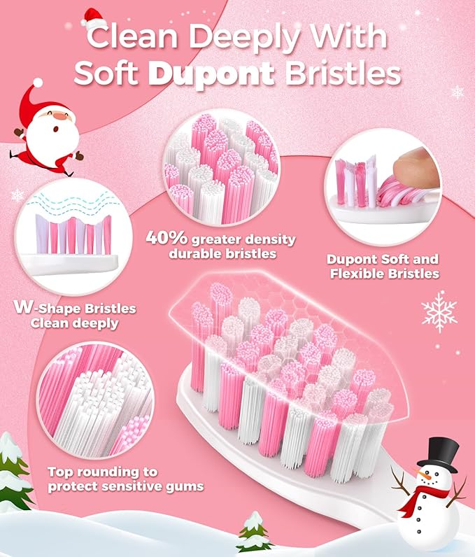 Sonic Electric Toothbrush for Adults, Power Electric Toothbrush with 8 Brush Heads, Travel Case, 40000 VPM Deep Clean 5 Modes, Rechargeable Toothbrushes Fast Charge 4 Hours Last 30 Days, Pink