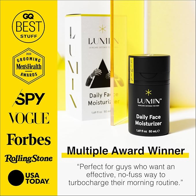 Lumin Daily Face Moisturizer for Men – Lightweight Hydrating Cream with Niacinamide, Men’s Face Lotion for Normal, Combination & Sensitive Skin, Korean Skincare, Smooth & Nourishing, 50ml