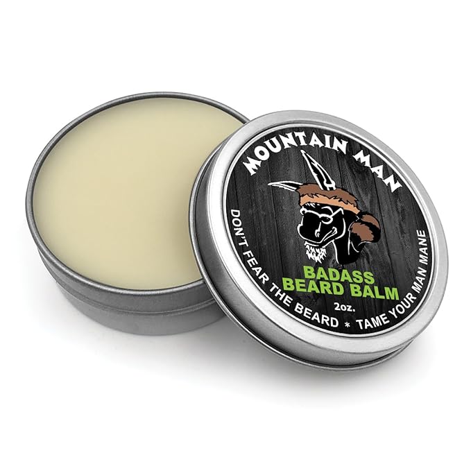 Badass Beard Care Beard Balm - Mountain Man Scent, 2 Ounce - All Natural Ingredients, Keeps Beard and Mustache Full, Soft and Healthy, Reduce Itchy and Flaky Skin, Promote Healthy Growth