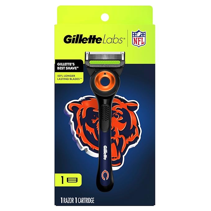 Gillette Labs Special NFL Bears Edition Shaving Razor for Men - 1 Handle, 1 Razor Blade Refill, Perfect for Game Day Grooming, GilletteLabs with Exfoliating Bar