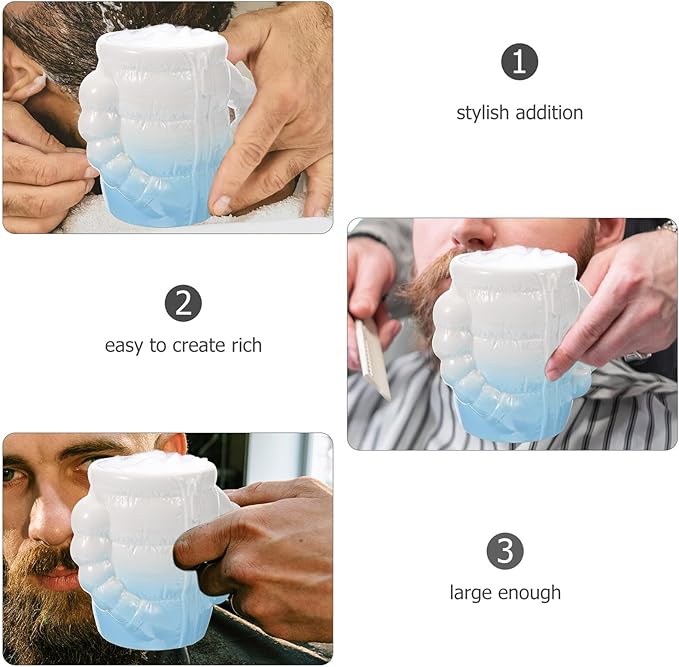 Zerodeko Ceramic Shaving Cup and Shaving Soap Bowl for Men Household Shave Bowl with Quick Lather Design Blue Porcelain Shave Accessory for Beard Grooming