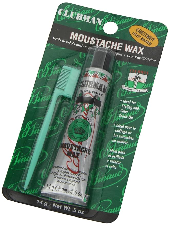 Clubman Moustache Wax Hang Pack - Chestnut, 0.5 oz (Pack of 2)