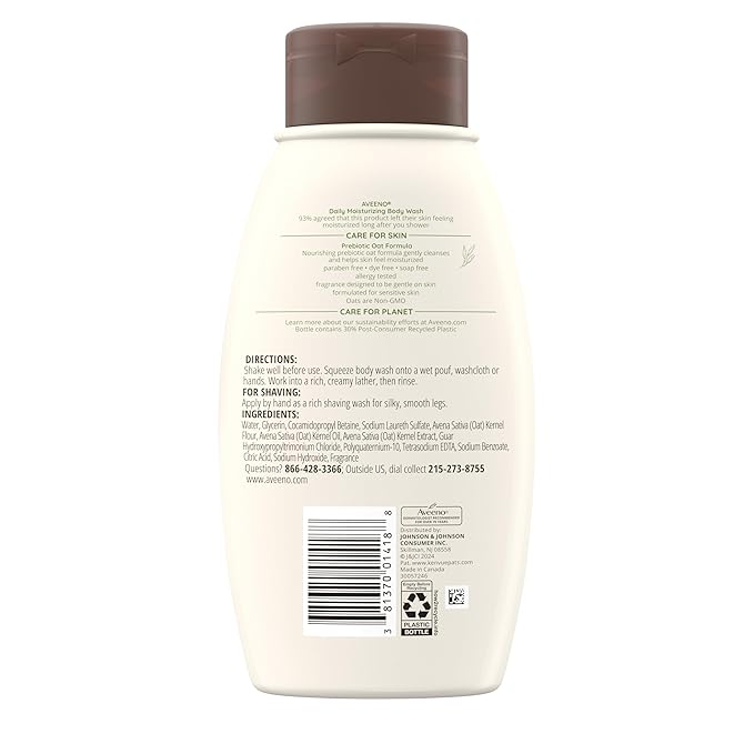 Aveeno Daily Moisturizing Body Wash, 12 Fl. Oz, Pack of 3