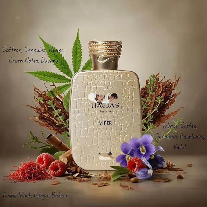 Hawas Viper Eau de Parfum for Men, Oriental & Rich Scent Spray,100ml (hawas ice