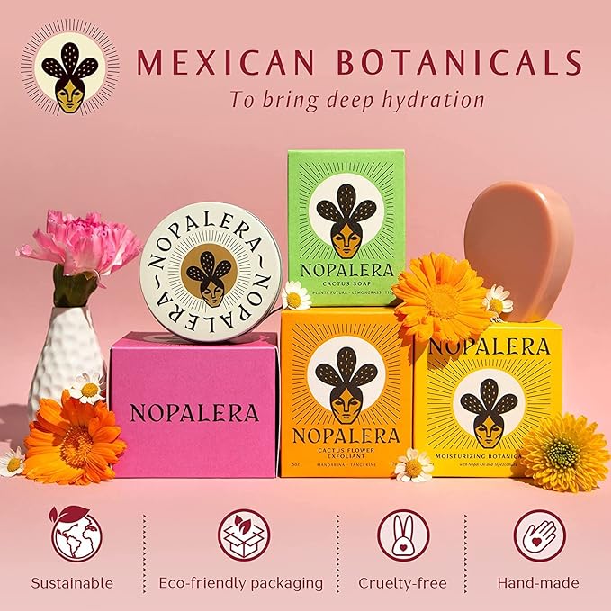 Nopalera Bar Soap, Jasmine Essential Oils - Natural Body and Face Cleanser, Moisturizing and Exfoliating, Soft Skin Care Made With Clean, Vegan Ingredients, 4 oz