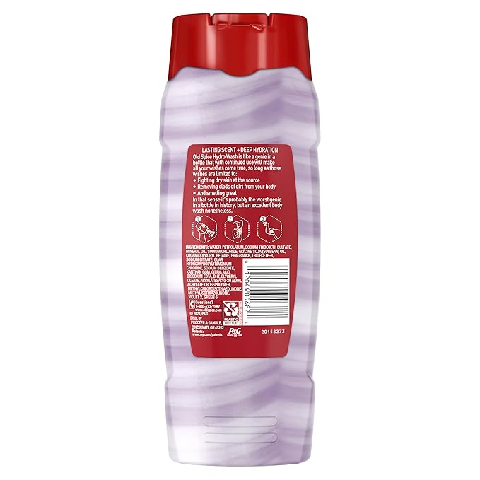 Old Spice Moisturizing Body Wash for Men, Hydro Wash, 2-in-1 Long Lasting Scent & Deep Hydration, 24/7 Shower Fresh, Swagger Scent, 21 oz (Pack of 2)