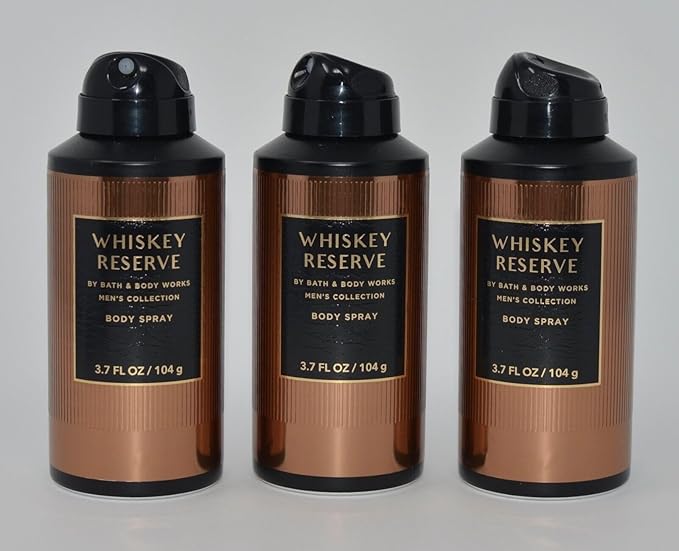 3 WHISKEY RESERVE Men's Collection bath Body FOR MEN Deodorizing Body Spray Mist Perfume 3.7 oz
