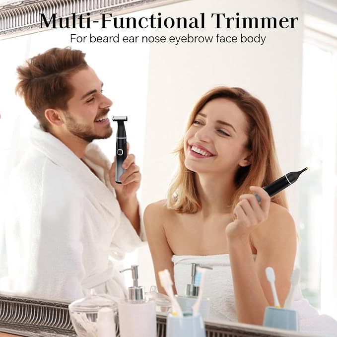 Nose Hair Trimmer for Men, 2025 Professiona Painless USB Rechargeable Eyebrow Trimmer, Waterproof Ear and Nose Hair Trimmer for Men Women, Facial Hair Remover with Adjustable Comb, Dual Edge Blades