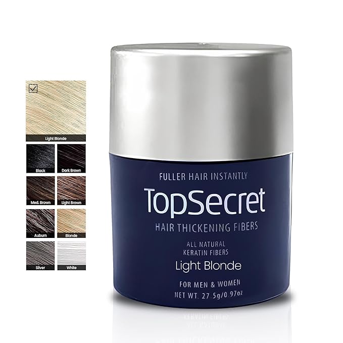 Top Secret Hair Thickening Building Fibers Refills - Undetectable & Natural Hair Filler - for Men & Women - Instantly Fill In Fine Thinning Hair - Weather & Sweat Resistant (Light Blonde, Travel)