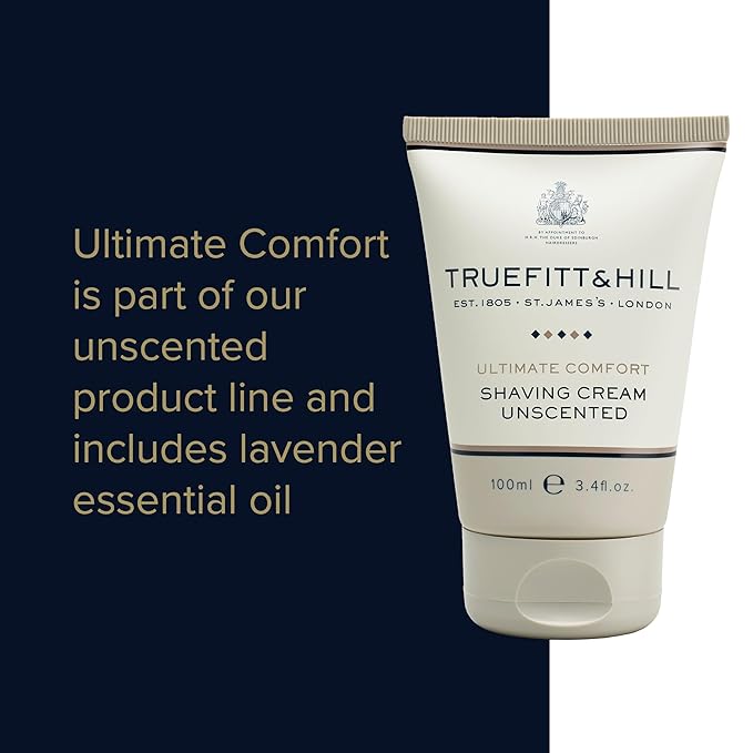 Truefitt & Hill Ultimate Comfort Shaving Cream Tube for Men, Unscented, 3.4 oz.