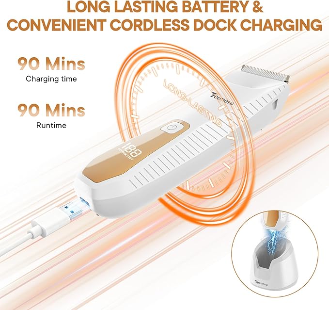 Pubic & Body Hair Trimmer for Men, 2 In 1 Electric Ball Groin Razor Shaver with Ceramic Blade, No Nick Mens Grooming Kits for Wet/Dry Use, Cordless Charging Body Groomer with Led Display,White