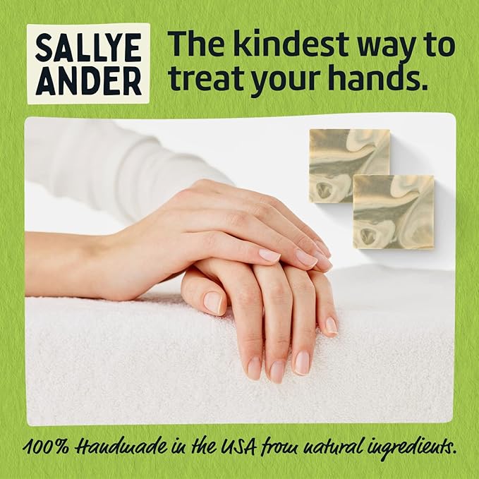 SALLYEANDER Milk & Mint Swirl Soap - 5oz Bar - Naturally Antibacterial - 100% Handmade Hypoallergenic Skincare