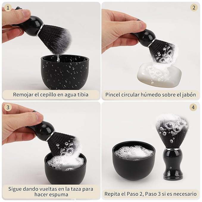 ZJchao Shaving Brush Stand Bowl Set - Men's Wet Shaving Kit with Shaving Bowl, Brush Holder & Stand Shaving (Black)