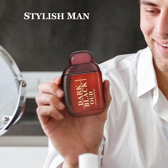 Men Cologne Set (3.4oz/100ml x 2PCS) Eau De Perfume Natural Spray Notes of Woody, Spicy, Citrus & Aromatic Long Lasting Fragrance for Daily Use (BlackCIG&DarkBaOUD)