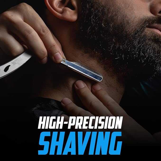 Straight Razor, Complete Straight Razors for Men Kit with 50 Single Blade Razors for Men and Scissors, Barber Supplies, Straight Edge Razor, Professional Barber Razor Blade (Silver)