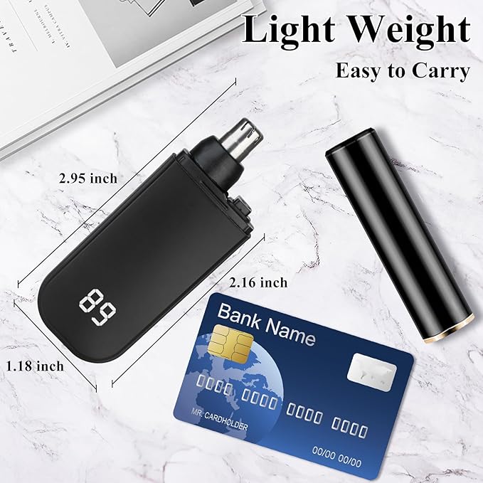Portable Nose and Ear Trimmer Clipper for Men Women,2025 Professional LED Dsiplay Nose Hair Trimmer with Powerful Motor and Dual-Edge Blades for Smoother Cutting Mini Travel Size