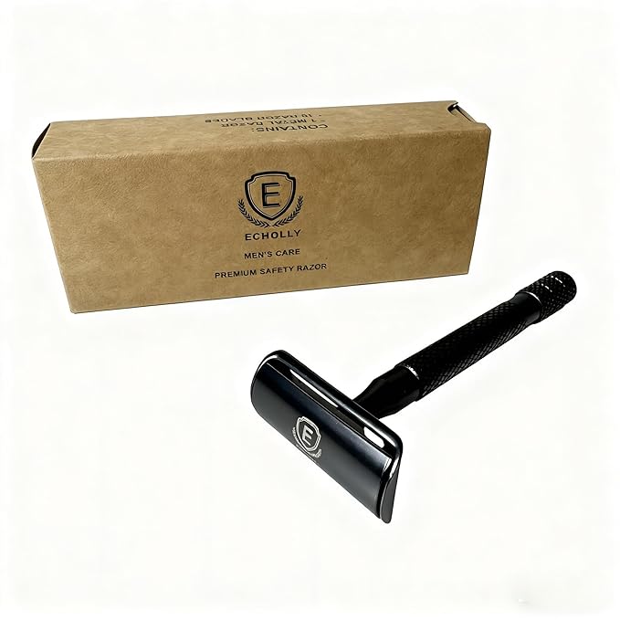 Classic Manual Safety Razor for Men - Premium Zinc Alloy Construction, 10 Stainless Steel Blades, Non-Slip Ergonomic Handle, Travel-Friendly & Luxury Gift Box (Lunar Scepter)