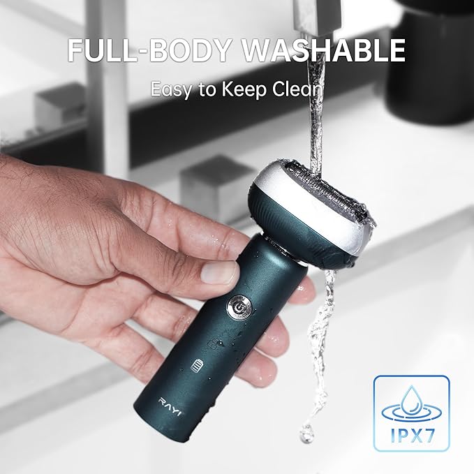 Electric Shaver for Men with Floating Arc 3-Blade, 9000 RPM, Magnetic Head, 1 Hour Fast Type-C Charging can Last for 60 Days, IPX7 Waterproof, Skin-Friendly Blade for Smooth Shaving, Green