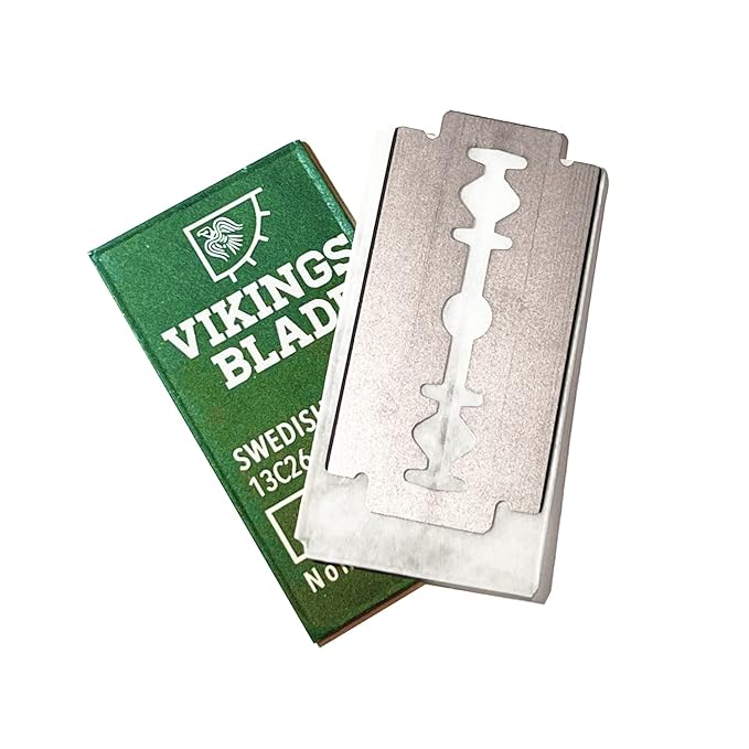 VIKINGS BLADE Double Edge Safety Razor Blades, 50x Blades, Swedish Steel + Platinum Coated, Replacement Razor Blades & Refills (Mild & Gentle)
