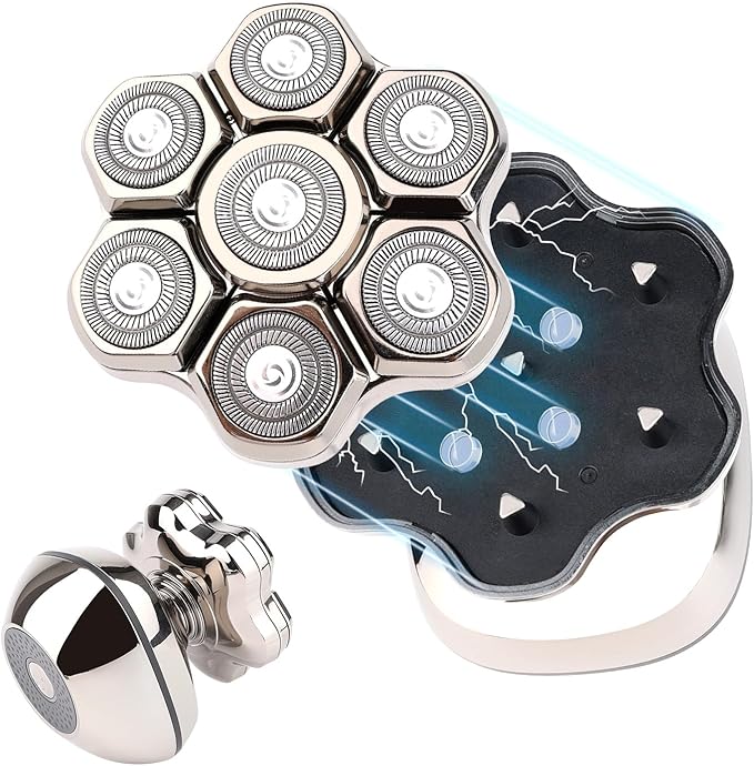 Universal 7 Magnetic Shaver Replacement Blades Compatible with Freebird SHPAVVER Wyklaus Head Shaver, With Easy Clean Brush Blade Cover Compatible with Most Major Brands Head Shaver