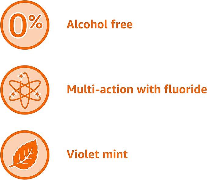 Amazon Basics Anticavity Fluoride Mouthwash, Alcohol-Free, Violet Mint Flavor, Cavity Prevention, 1 Liter (33.8 Fluid Ounces), 1-Pack (Previously Solimo)