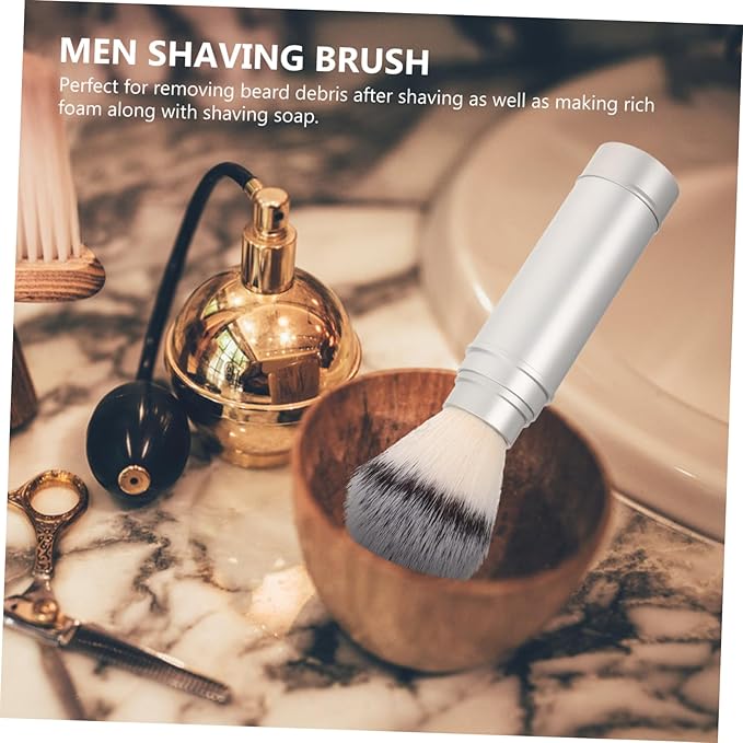 Men Shaving Brush Portable Travel Beard Brush Lightweight Nylon Bristles Facial Hair Grooming Tool for Home and Travel