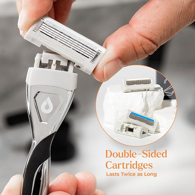 Revolv Dual Sided Razor Cartridge Refill, 2-Pack Premium Razor Blades for Men with Swedish Steel - Long Lasting Shave for Sensitive Skin - Perfect for Men's Shaving Kits and Men's Shaver