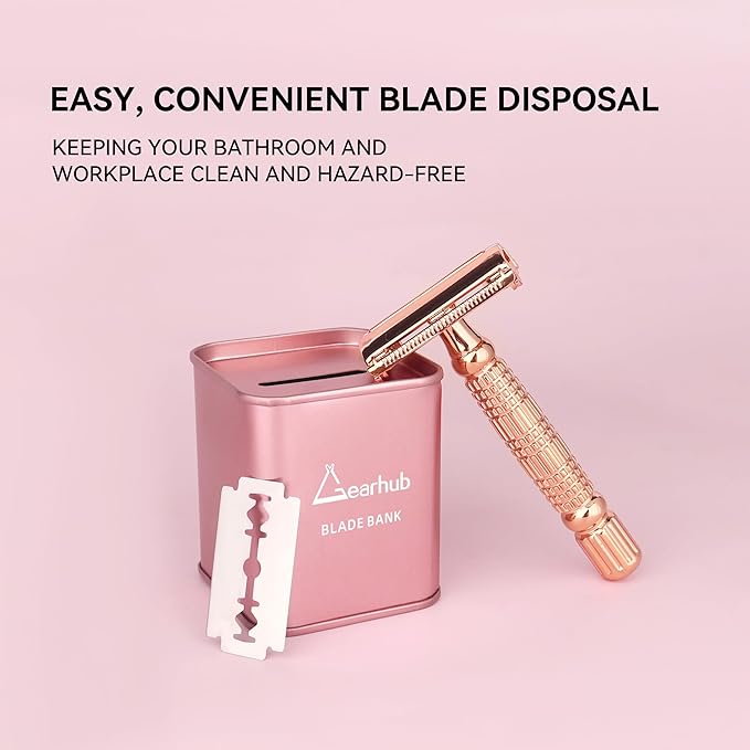 Gearhub Blade Bank Sharps Disposal Container Safely Store Used Safety Razor Blades Large Capacity for Barber Shops & Personal Use Sealed Design Holds 300+ Blades Matte Pink
