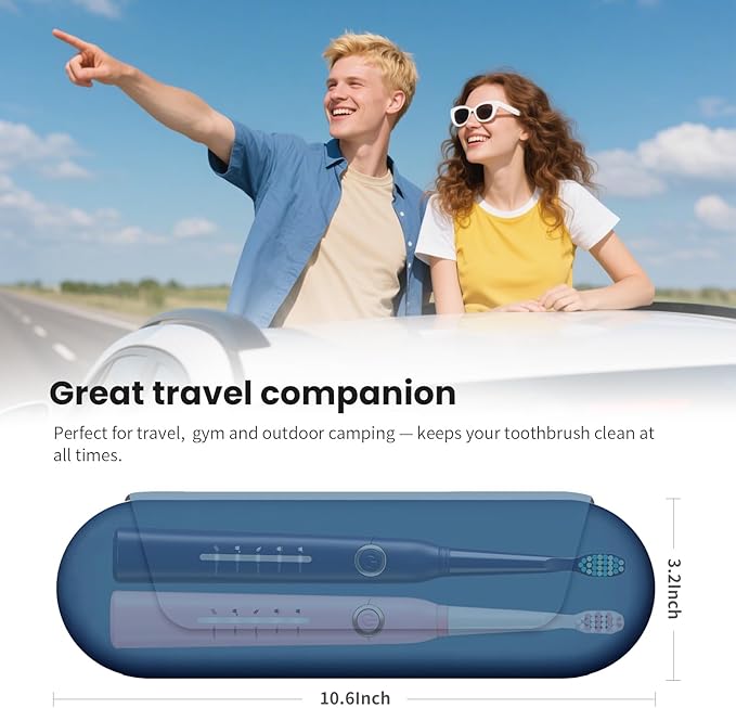 Silicone Electric Toothbrush Travel Case, Manual Toothbrush Travel Cover for Men and Women,Toothbrush Holder for Travel,Gym and More, Fits Most Manual and Electric Toothbrushes - Blue