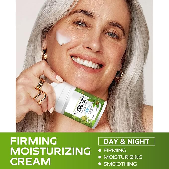 Collagen Peptide Complex Moisture Cream with Retinol,Creatine and Plant Squalane - Skin Tightening Firming - Anti Aging Face Wrinkle Cream, Day & Night Moisturizing Facial Cream -1.7oz